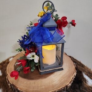 Rustic Floral Flickering Lantern
